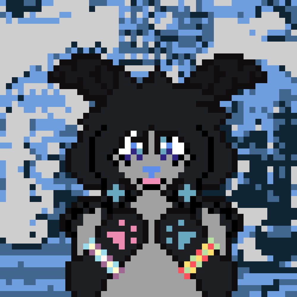 pixel art portrait of an anthropomorphic dog boy wearing kandi bracelets