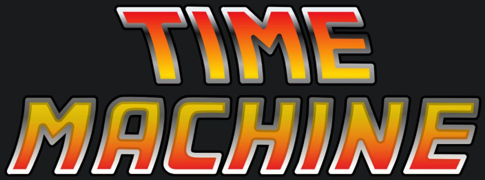 time-machine logo, using the Back to the Future font