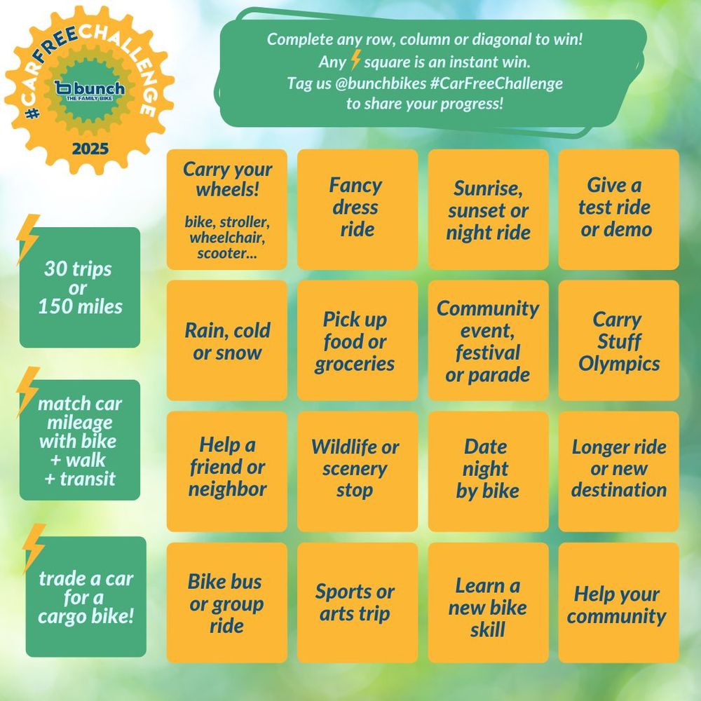 Bunch Bikes Car Free Challenge Board 2025