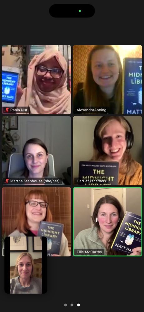Screenshot of zoom call with book club members 