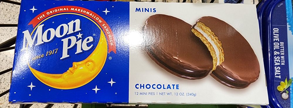 Package of mini chocolate Moon Pies. A Southern delicacy.