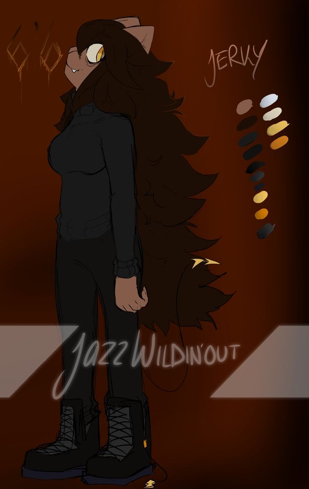 Basically a fleshy version of Jazz with a darker color pallete slightly. Deformed and make things with her flesh to mimic Jazz. When it comes to feelings she can also mimic those from Jazz herself. Her main objective is to kill everyone by replacing Jazz (Main colors and without shading)