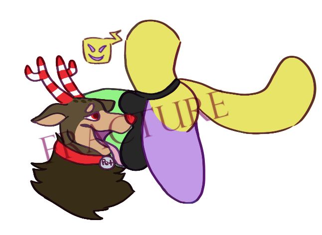 Rudie up close to Looey, giving him a good sniff. He has a collar on that says "Pet"