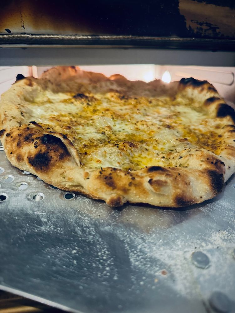 White pizza fresh from the in house oven. 