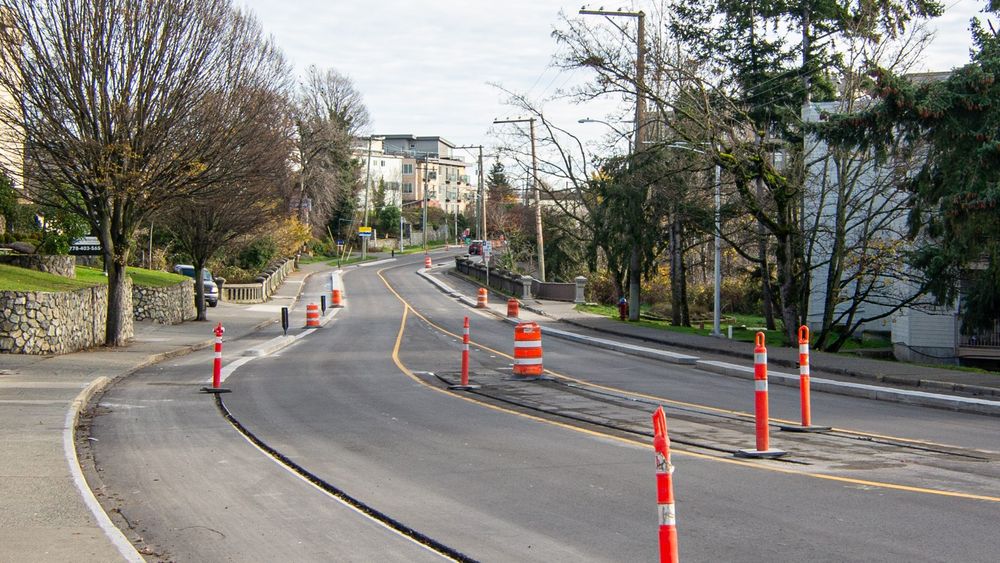 Another view of the new concrete curbs on both sides of Gorge Road. This photo is looking East from the intersection of Gorge Road and Washington Avenue.