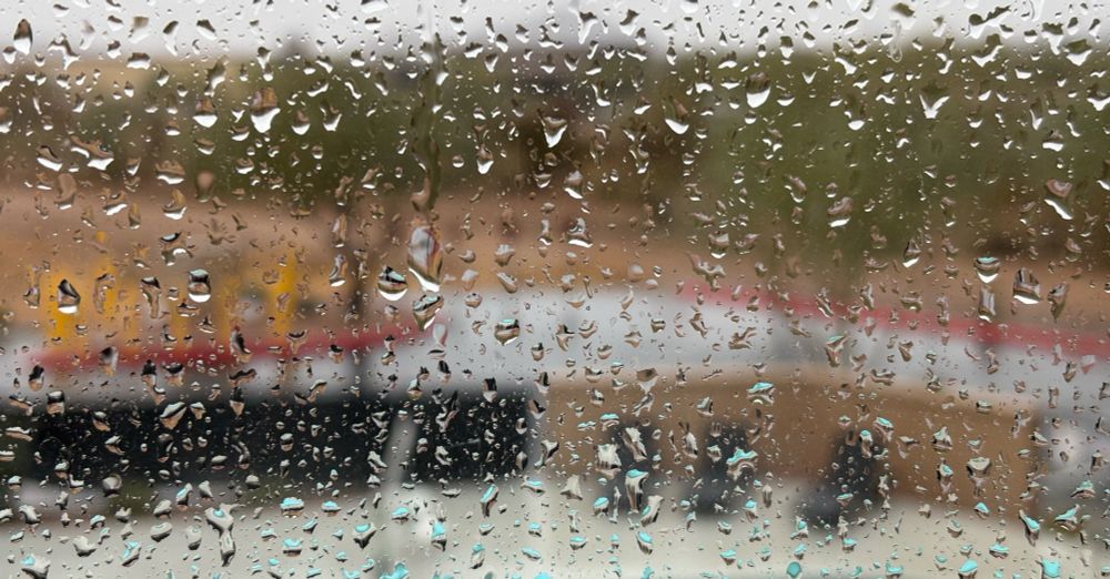 Window pane with raindrops
