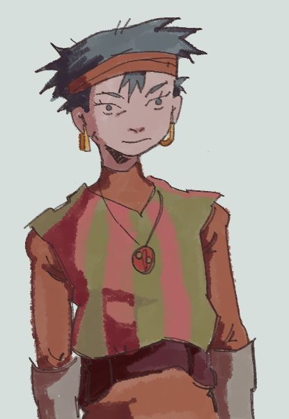 a messy digital illustration of one of the protagonists of the short film "noiseman soundinsect" tobio.