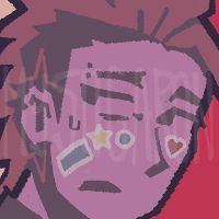 a digitally illustrated icon of the client's oc, hammer, looking a bit perturbed by something.