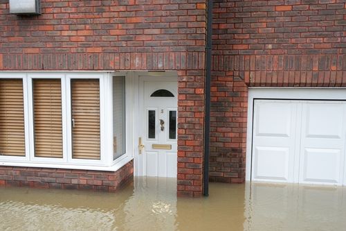 Suburban home, flooded
