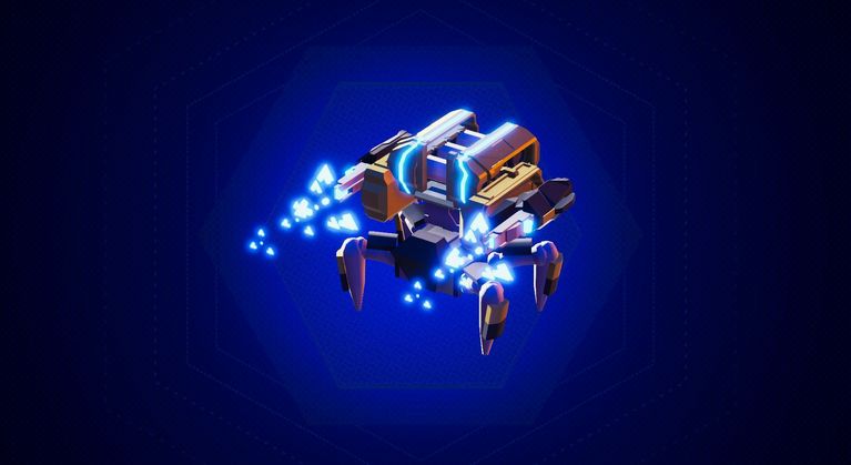 Screenshot of the combat specialist - The Phasewalker - from the game Rogue Command. A teleporting, buffing monster of a mech.
