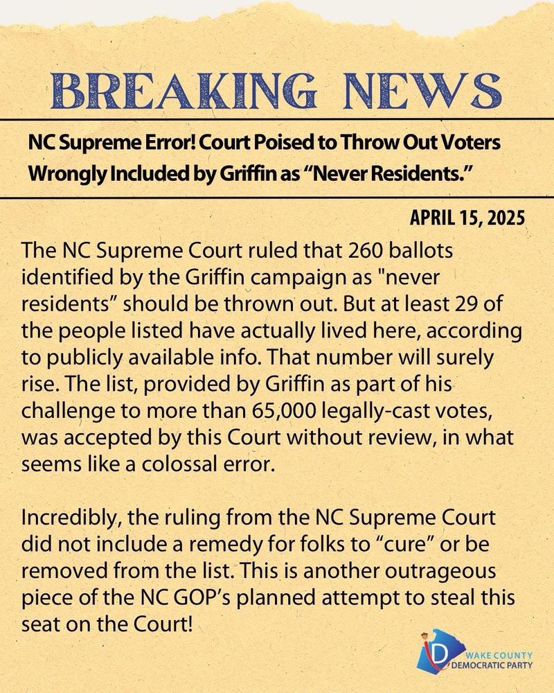 Nc Supreme Court erroneously throws out number of “never residents” without reviewing Griffin’s claim but investigation reveals the error 