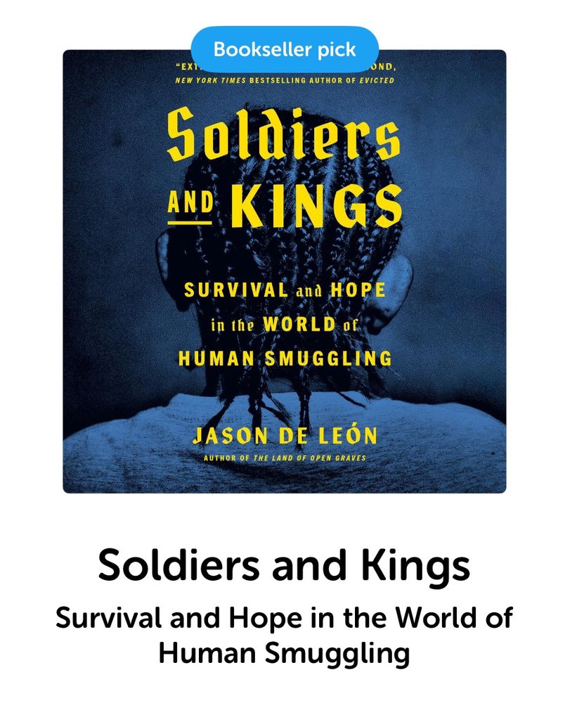 The audiobook cover of “Soldiers and Kings: Survival and Hope in the World of Human Smuggling” by Jason De Leon.