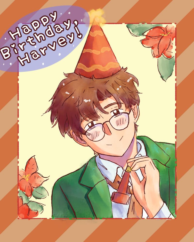 A man wearing a birthday party hat