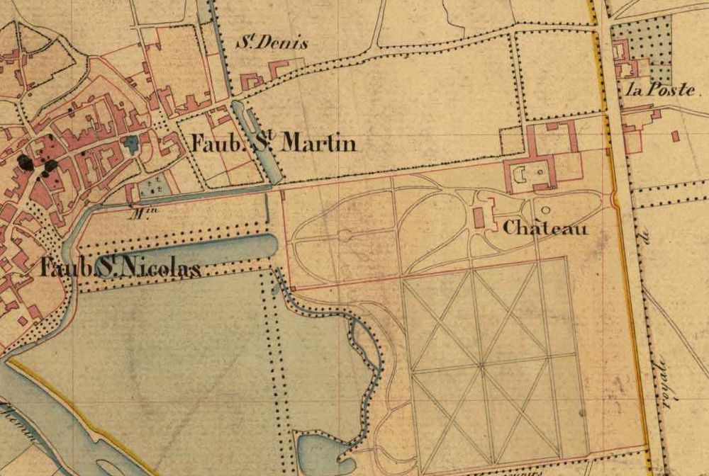 On distingue clairement sur le cadastre napoléonien de 1838 la maison construite par Casimir Perier et les communs du château Bouthillier (avec l'abreuvoir et le pigeonnier).
3 P 6702 Archives départementales de l'Aube