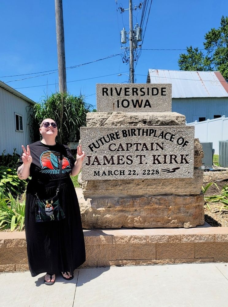 Me at the "Future Birthplace of Captain James T. Kirk" monument in Riverside, Iowa. 