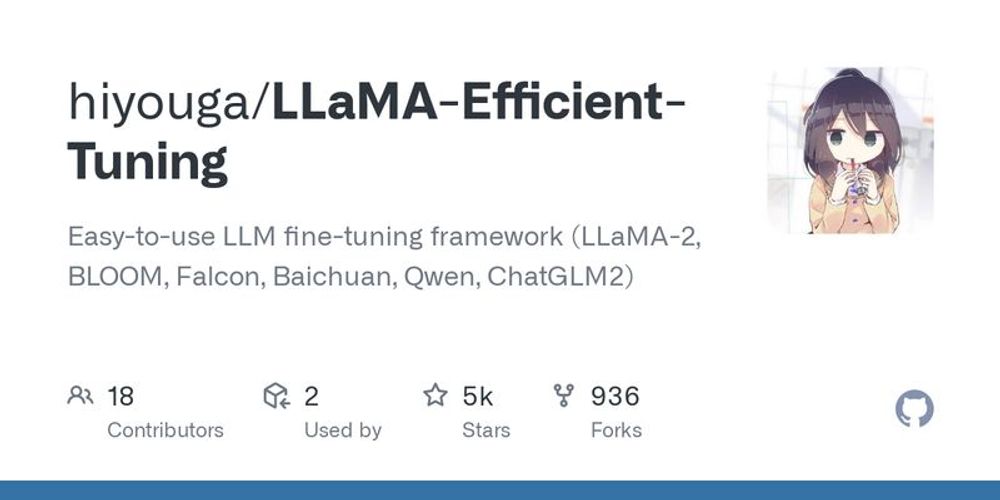 GitHub - hiyouga/LLaMA-Efficient-Tuning: Easy-to-use LLM fine-tuning framework (LLaMA-2, BLOOM, Falcon, Baichuan, Qwen, ChatGLM2)