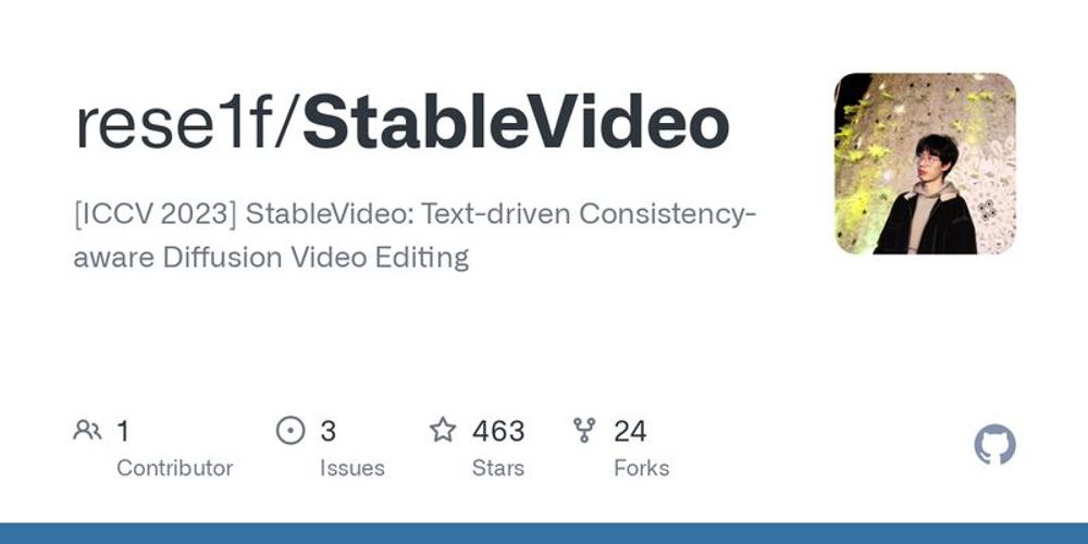 GitHub - rese1f/StableVideo: [ICCV 2023] StableVideo: Text-driven Consistency-aware Diffusion Video Editing