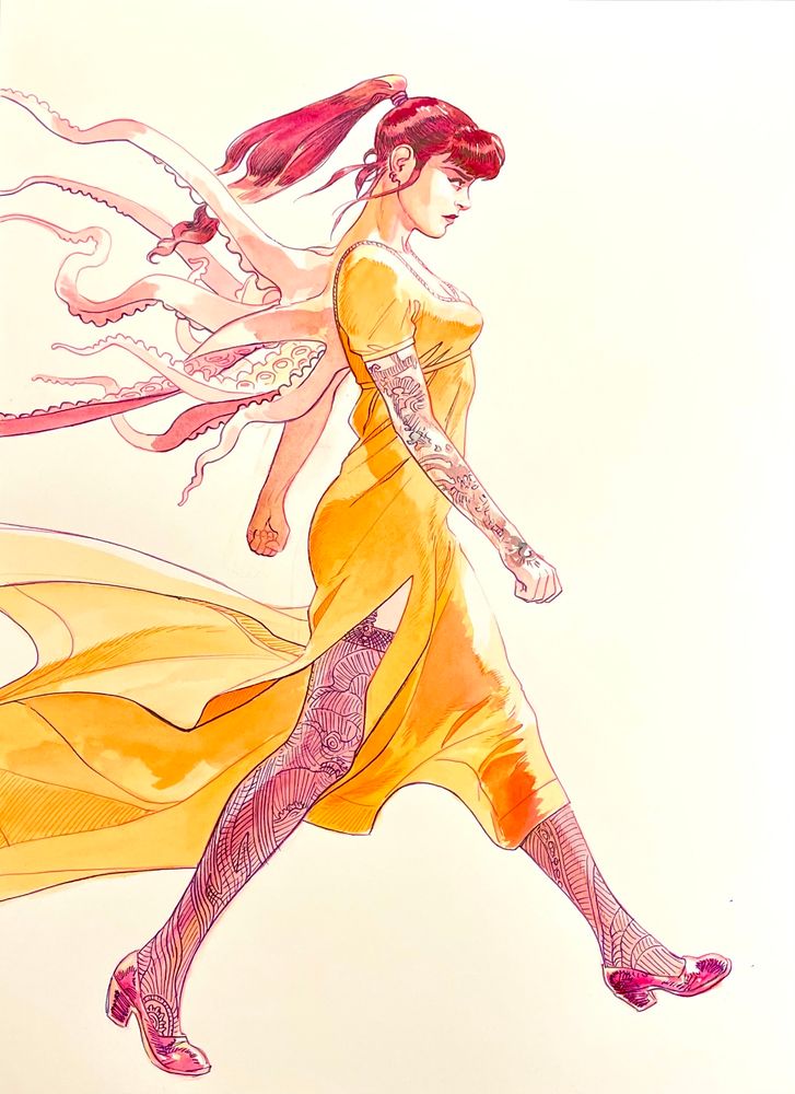 Random watercolor character sketch
