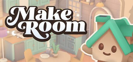 an image featuring a house with a smiling face and text that reads "MakeRoom" with a picture of a mint-colored kitchen in the background.