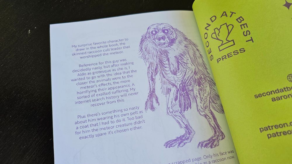 Some cool cultist animal sketches in the back (skinned raccoon cult leader).