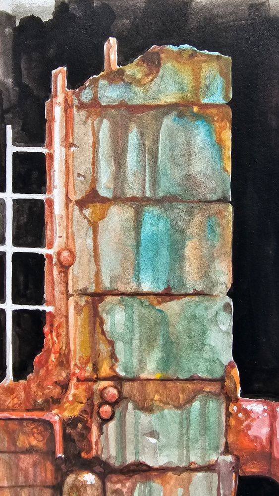 Another detailshot of the finished Gouache illustration.