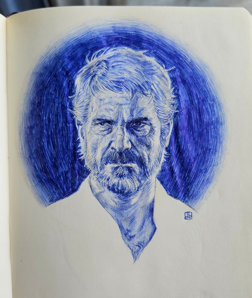 Joel ballpen sketch on sketchbook paper.