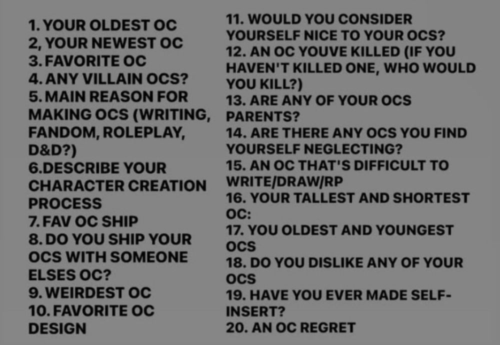 1 like = 1 answer about OCs
