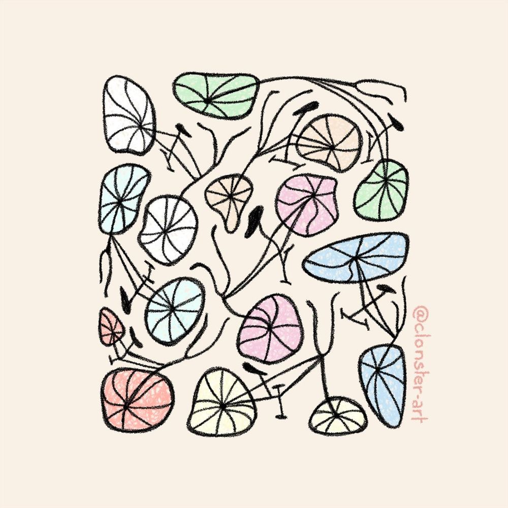 Simple colorful digital drawing of distorted bicycles fitting together in a psychedelic way