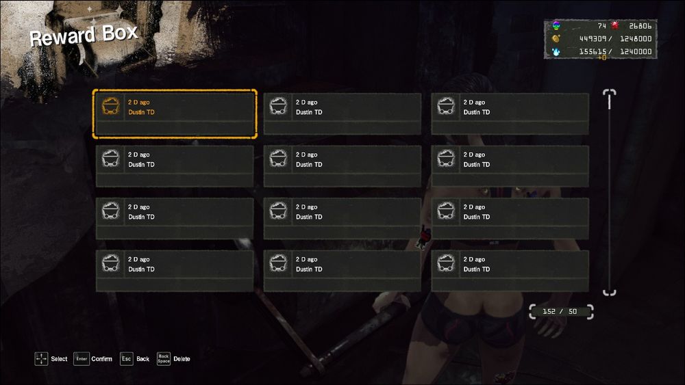 152 items in the Reward Box. 