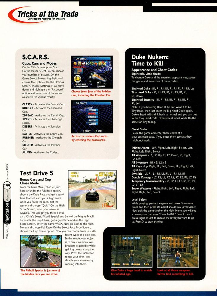 Official U.S. PlayStation Magazine #16, Jan '99 - Cheats! 