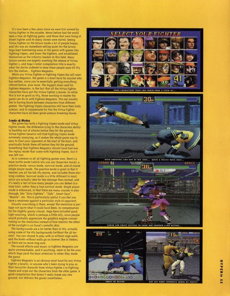 Hyper #44, June '97 - A Review of 'Fighters Megamix. Daytona Hornet for life.
