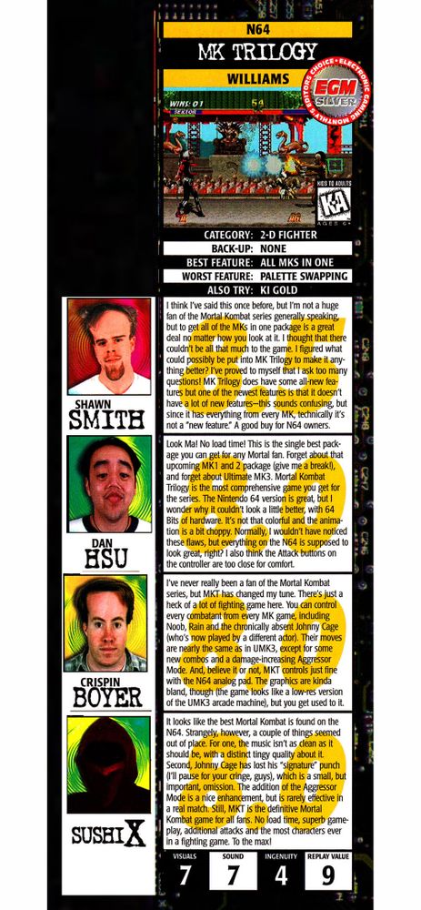 EGM #89, Dec '96 - Review of 'MK Trilogy'.