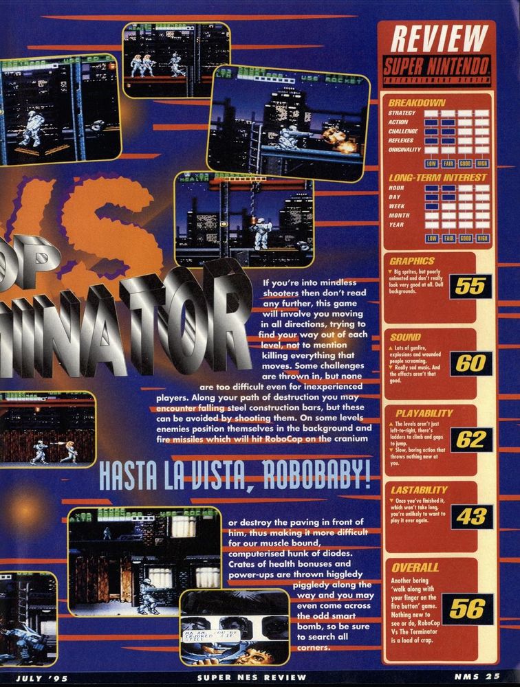 Nintendo Magazine System Australia #28, July '95 - 'Robocop Vs Terminator'.