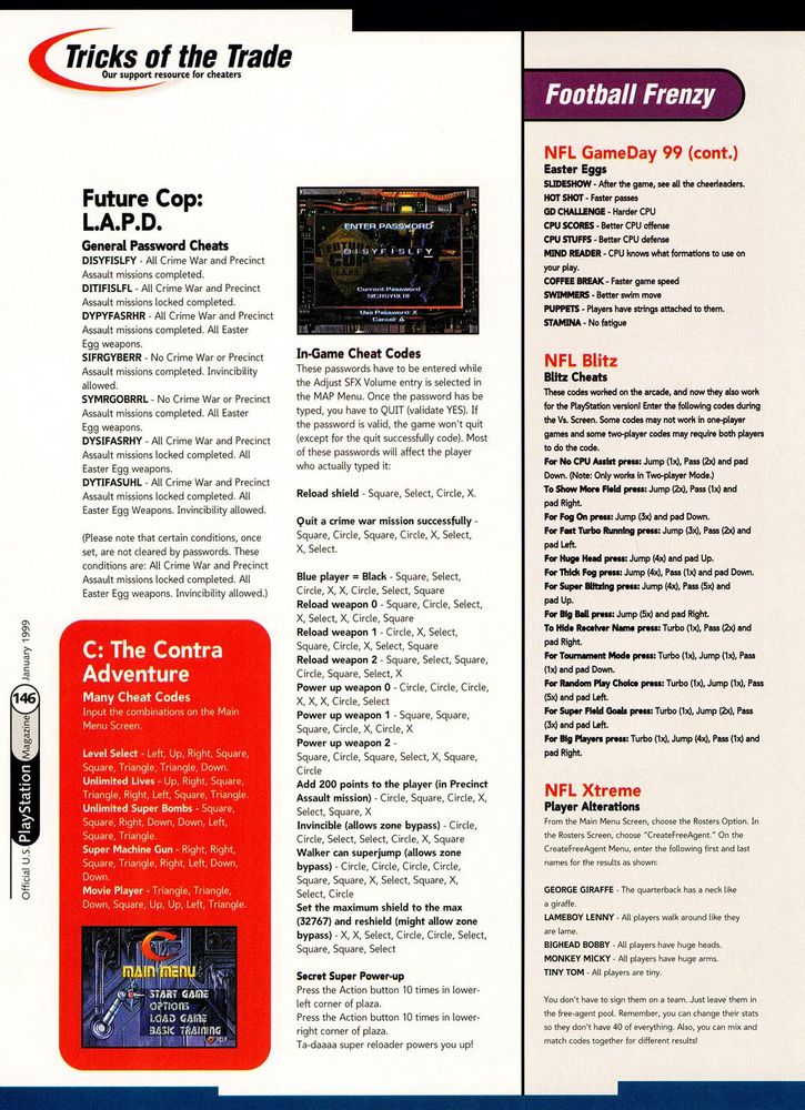 Official U.S. PlayStation Magazine #16, Jan '99 - Cheats! 