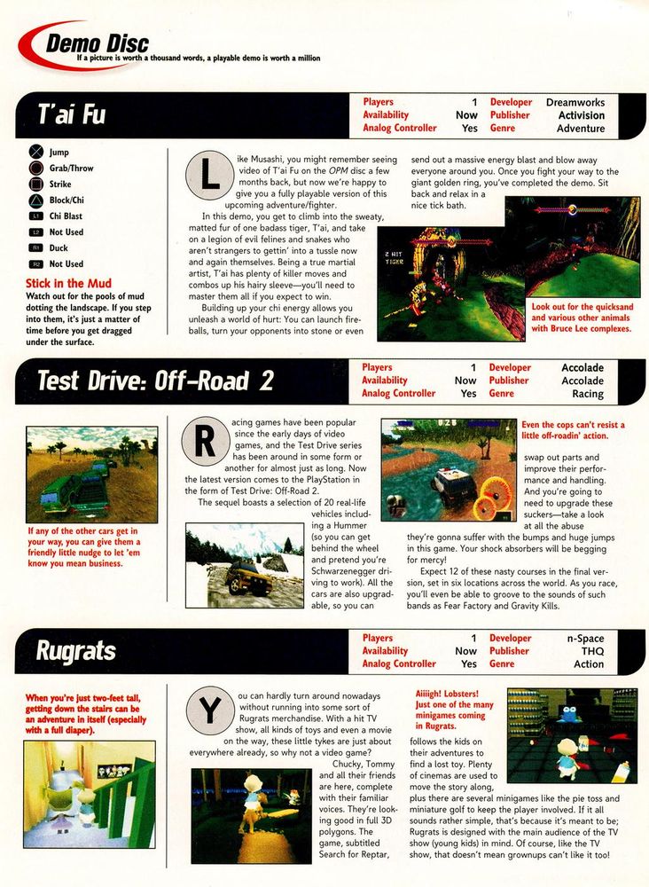 Official U.S. PlayStation Magazine #16, Jan '99 - What's on the demo disc? 