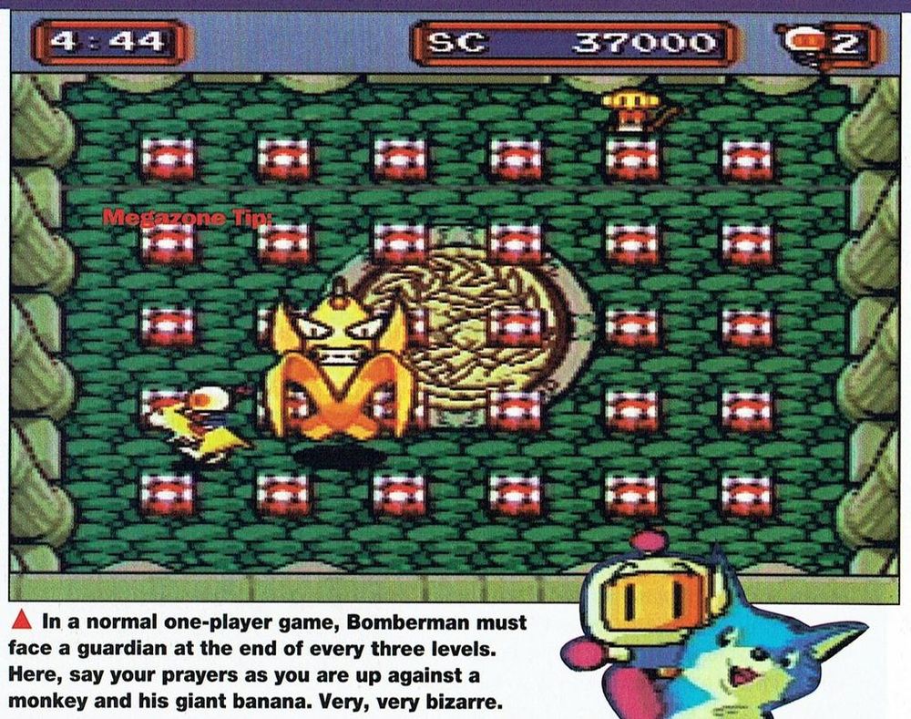 SEGA Megazone #47, Jan '95 - Review of Konami's 'Mega Bomberman' on the Mega Drive. 