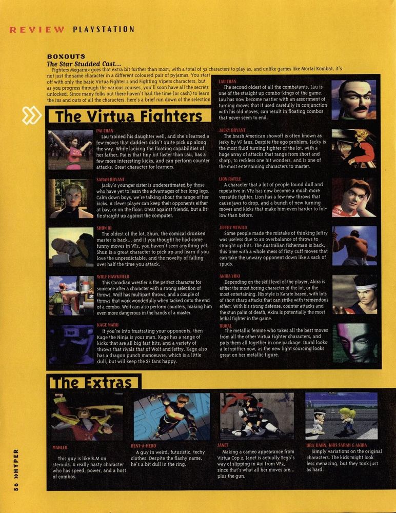 Hyper #44, June '97 - A Review of 'Fighters Megamix. Daytona Hornet for life.