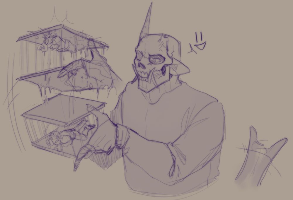 jabberox art of Ox, my persona, Shaking a small Lazo in a cage based on an event in a stream.