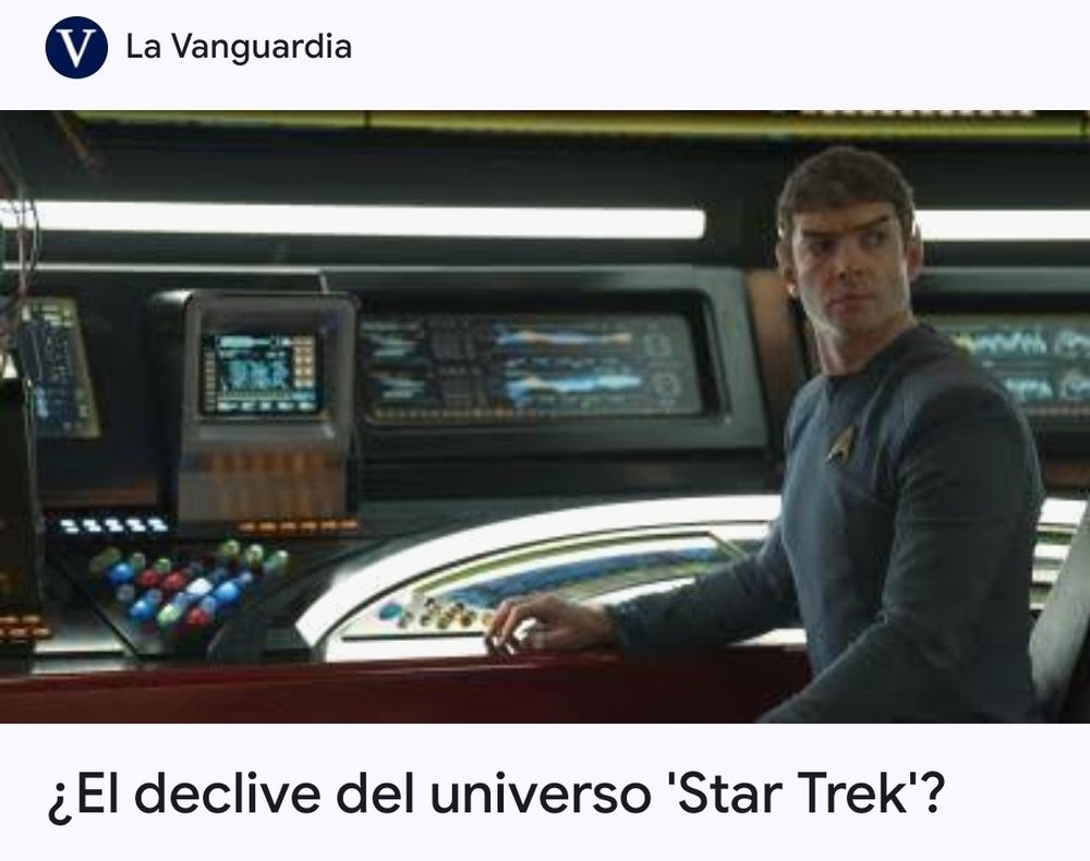 Captura de La Vanguardia: una foto del Spock joven de Strange New Worlds y debajo: "El declive del universo 'Star Trek'?" 