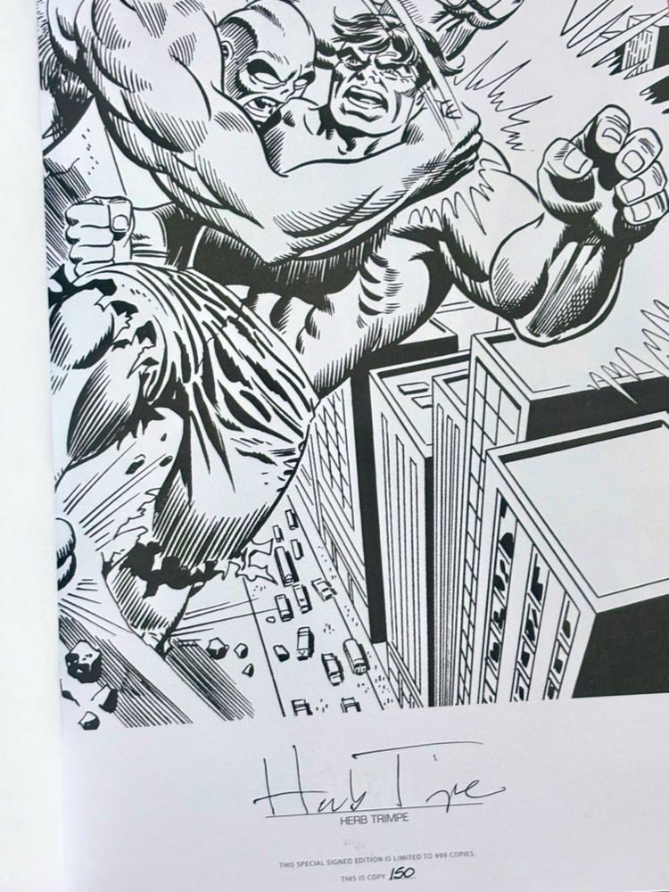 Herb Trimpe’s autograph on the “signed & numbered” page toward the front of The Incredible Hulk Herb Trimpe Artist Select Series hardcover book.