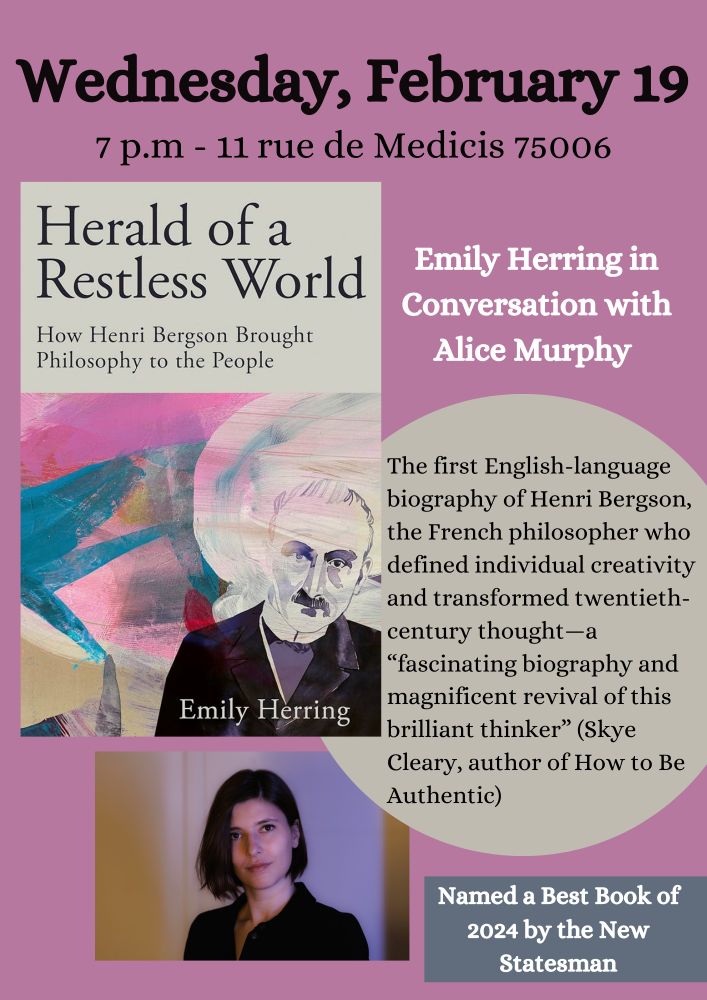 Wednesday February 19
7 pm 11 rue de Medicis 75005
Emily Herring in conversation with Alice Murphy 