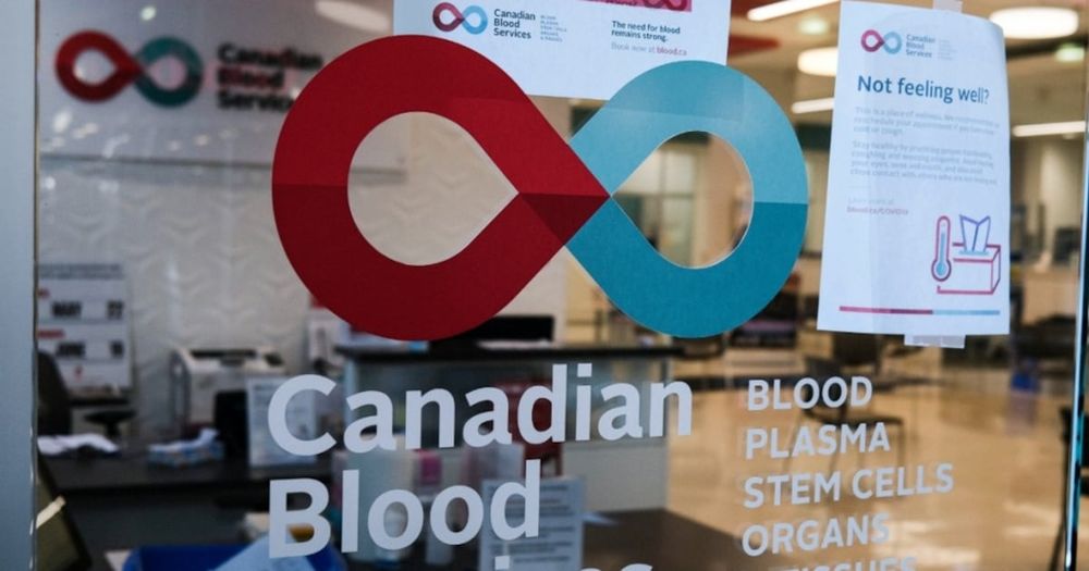 A blood donor clinic pictured at a shopping mall in Calgary, Alta., March 27, 2020.
