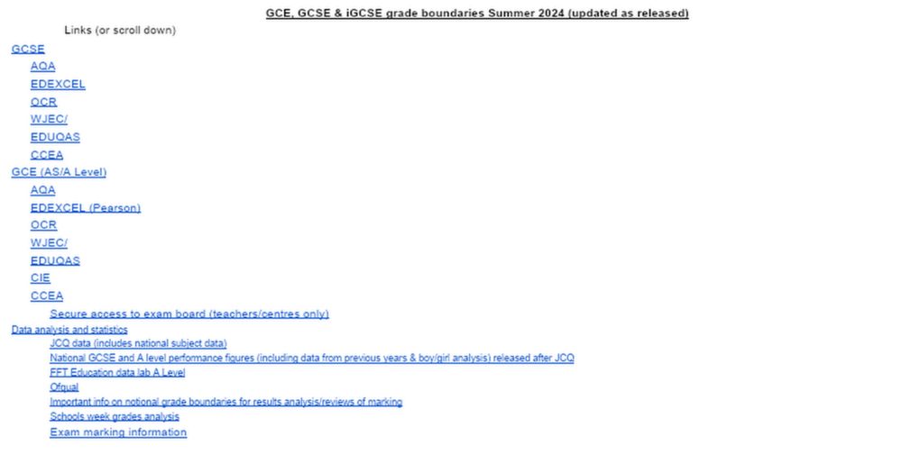 Grade boundaries statistics 2024 exam results A level GCSE