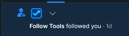 notification that says "Follow Tools followed you"
