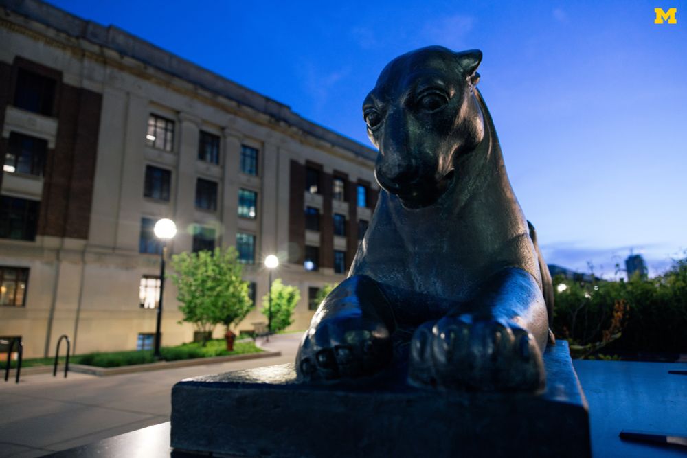 A puma sculpture outside the U-M Museum of Natural History.