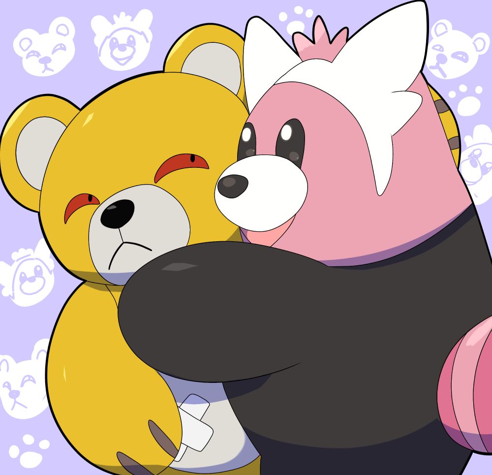 fanart of bewear from pokemon hugging monzaemon from digimon