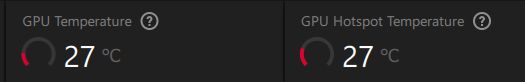 picture of the graphics card hotspot and regular temperature. Both read 27c.