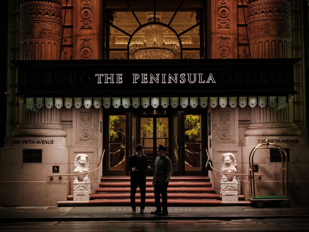 The Peninsula Hotel at night, Manhattan, New York
