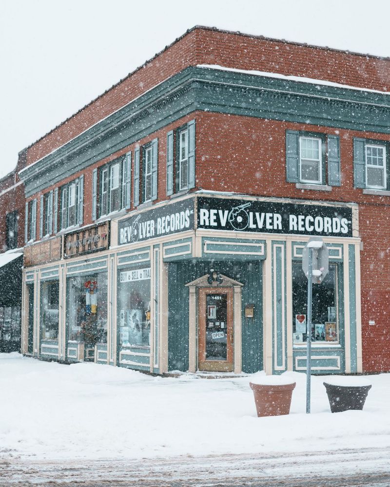 Revolver Records on a snowy winter day,  Buffalo, New York