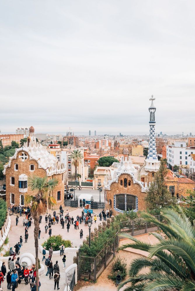 View of Park Guell, in Barcelona, Spain, Catalonia